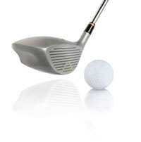 Player using the OptiGolf indoor golf simulator