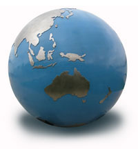 Globe of the world focused on Australia